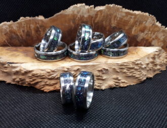 Rings with Abalone & Black holographic glitter