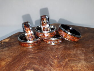 Rings with Abalone & Orange holographic glitter