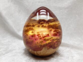 Medium Dragons Egg ~ Red Mallee Burl, with Pink and Yellow below Resin ~ DE_044