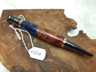 Chunky Red Burl and Denim Pearl Resin Pen K198