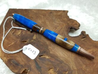 Walnut & Blue Pearl Resin Pen C023