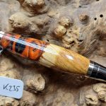 Chunky Red Mallee Burl with Black and Orange flame pearl Resin K235
